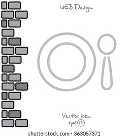 Web line icon. Plate and spoon; children's dishes