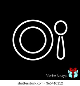 Web line icon. Plate and spoon; children's dishes