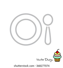 Web line icon. Plate and spoon; children's dishes