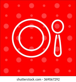Web line icon. Plate and spoon; children's dishes