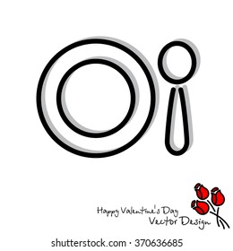Web line icon. Plate and spoon; children's dishes