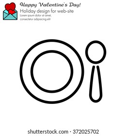 Web line icon. Plate and spoon; children's dishes