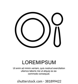 Web line icon. Plate and spoon; children's dishes
