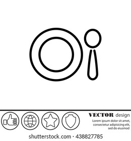 Web line icon. Plate and spoon; children's dishes
