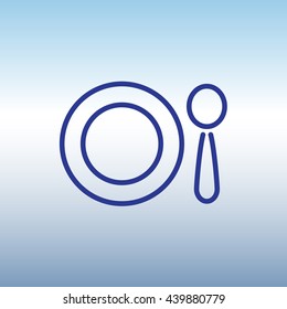 Web line icon. Plate and spoon; children's dishes