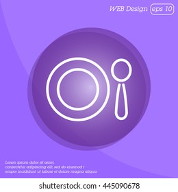 Web line icon. Plate and spoon; children's dishes
