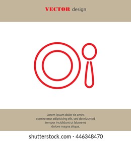 Web line icon. Plate and spoon; children's dishes