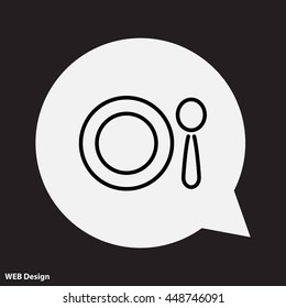 Web line icon. Plate and spoon; children's dishes