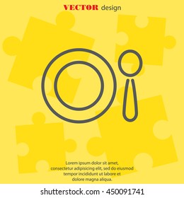Web line icon. Plate and spoon; children's dishes