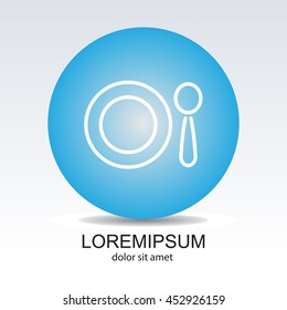 Web line icon. Plate and spoon; children's dishes