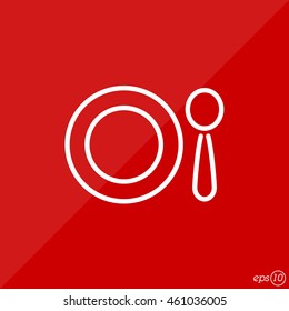 Web line icon. Plate and spoon; children's dishes