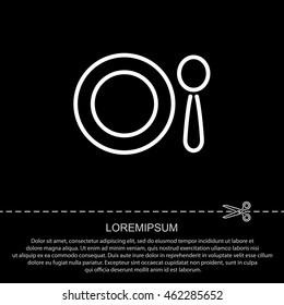 Web line icon. Plate and spoon; children's dishes