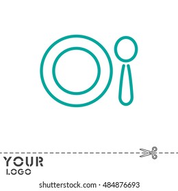 Web line icon. Plate and spoon; children's dishes