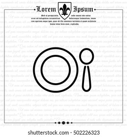 Web line icon. Plate and spoon; children's dishes