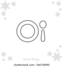 Web line icon. Plate and spoon; children's dishes