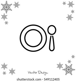 Web line icon. Plate and spoon; children's dishes