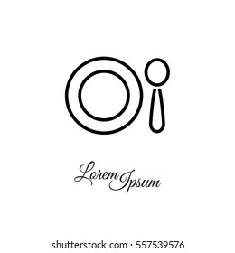 Web line icon. Plate and spoon; children's dishes