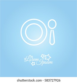 Web line icon. Plate and spoon; children's dishes
