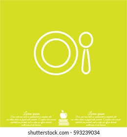 Web line icon. Plate and spoon; children's dishes