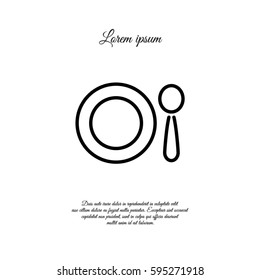 Web line icon. Plate and spoon; children's dishes