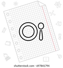Web line icon. Plate and spoon; children's dishes