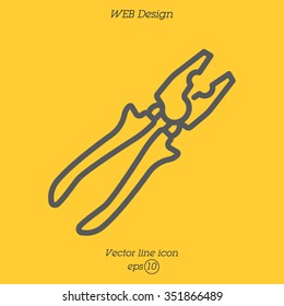 Web line icon. Pliers