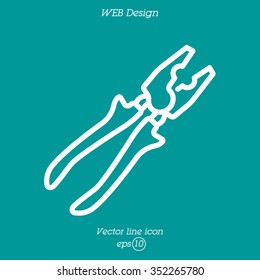 Web line icon. Pliers