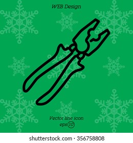 Web line icon. Pliers