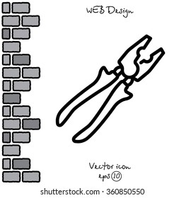 Web line icon. Pliers