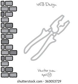 Web line icon. Pliers