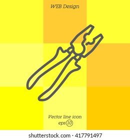 Web line icon. Pliers