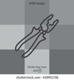 Web line icon. Pliers