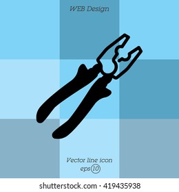 Web line icon. Pliers
