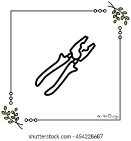 Web line icon. Pliers