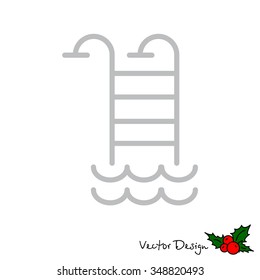 Web line icon. Pool, Stairs to the pool