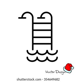 Web line icon. Pool, Stairs to the pool