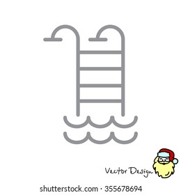 Web line icon. Pool, Stairs to the pool