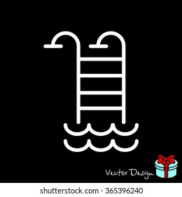 Web line icon. Pool, Stairs to the pool