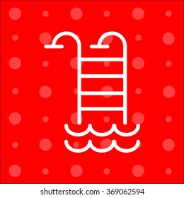 Web line icon. Pool, Stairs to the pool
