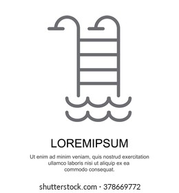 Web line icon. Pool, Stairs to the pool