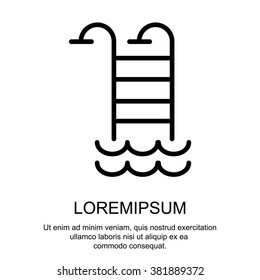 Web line icon. Pool, Stairs to the pool