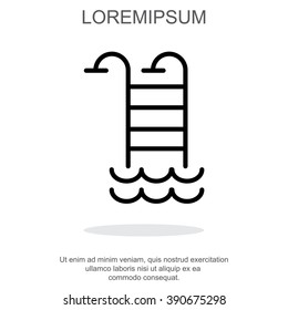 Web line icon. Pool, Stairs to the pool