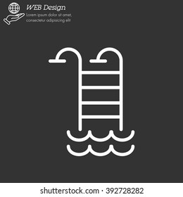 Web line icon. Pool, Stairs to the pool