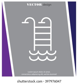 Web line icon. Pool, Stairs to the pool