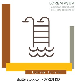 Web line icon. Pool, Stairs to the pool