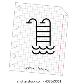Web line icon. Pool, Stairs to the pool
