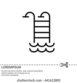 Web line icon. Pool, Stairs to the pool