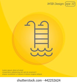 Web line icon. Pool, Stairs to the pool