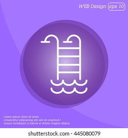 Web line icon. Pool, Stairs to the pool
