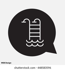 Web line icon. Pool, Stairs to the pool